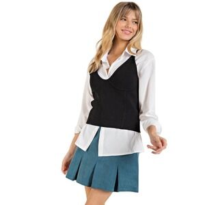 Kori Teal Corduroy Pleated Mini Skirt Size Medium Preppy Academia Retro Coquette